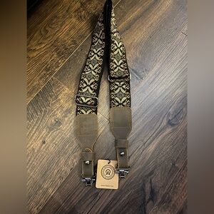 Adjustable Brown Patterned Gun Sling Strap with Leather Accents